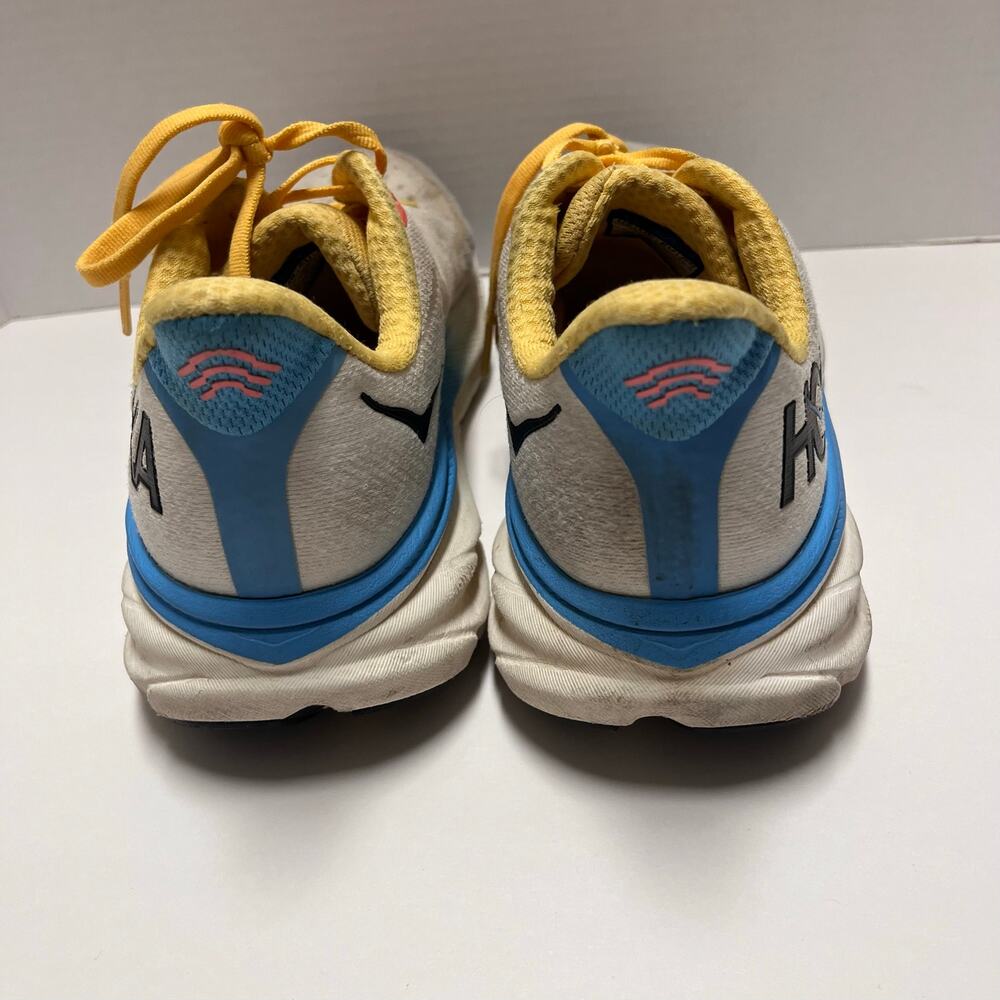 HOKA Clifton 9 Womens 8.5 B Running Shoes White Blue Cushion Trainer 1127896 - Picture 5 of 11